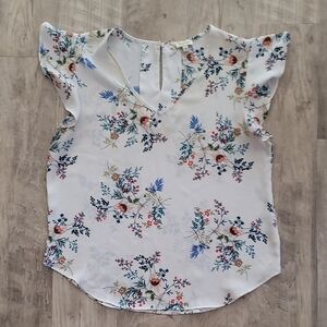 Floral Print Women's Top - White